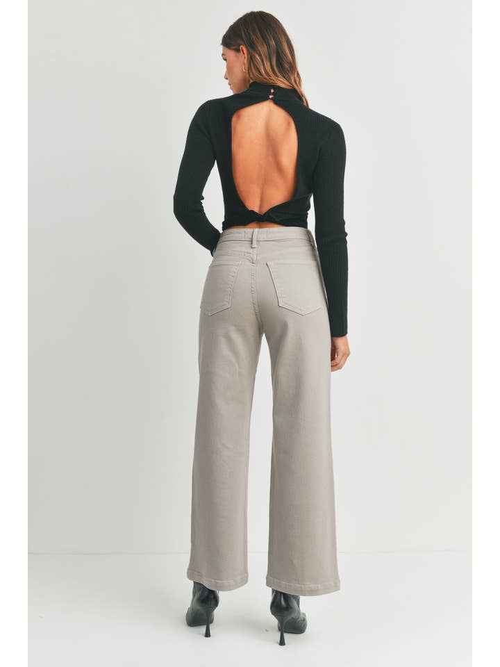 JUST BLACK DENIM - Wholesale Jeans - Women's - BP433J - MOONSTONE - Patch Pocket Wide Leg