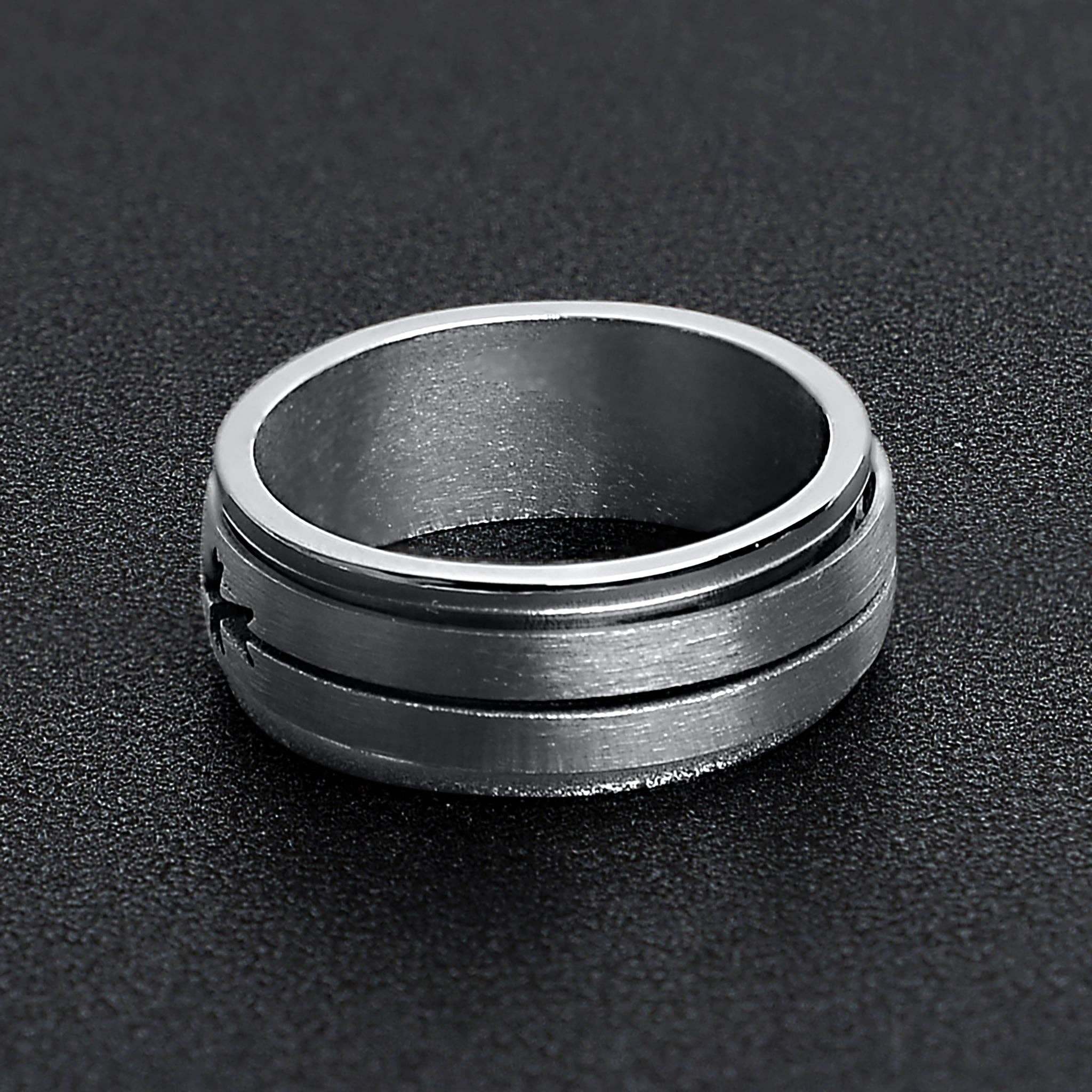 WJW - Wholesale Band/Stacked Ring - Stainless Steel Cutout Cross Spinner Ring3