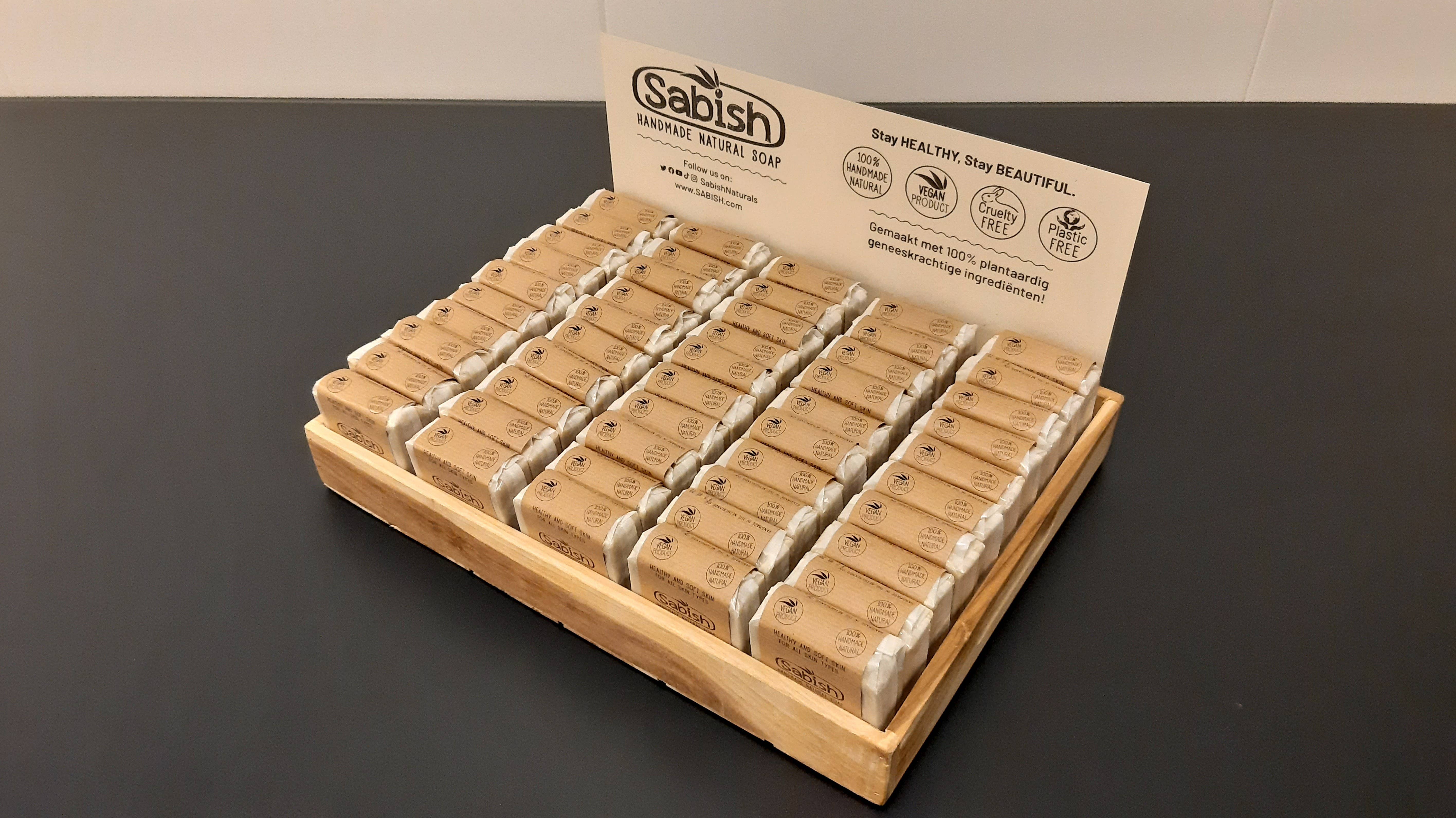 Sabish Naturals - Wholesale Bar Soap - Teak Wood Display of Soap Bars - (50pcs) Lavender Dreams2