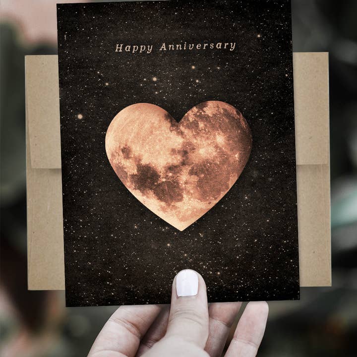 The Galek Sea – wholesale Anniversary card – Happy Anniversary Heart Moon Card1