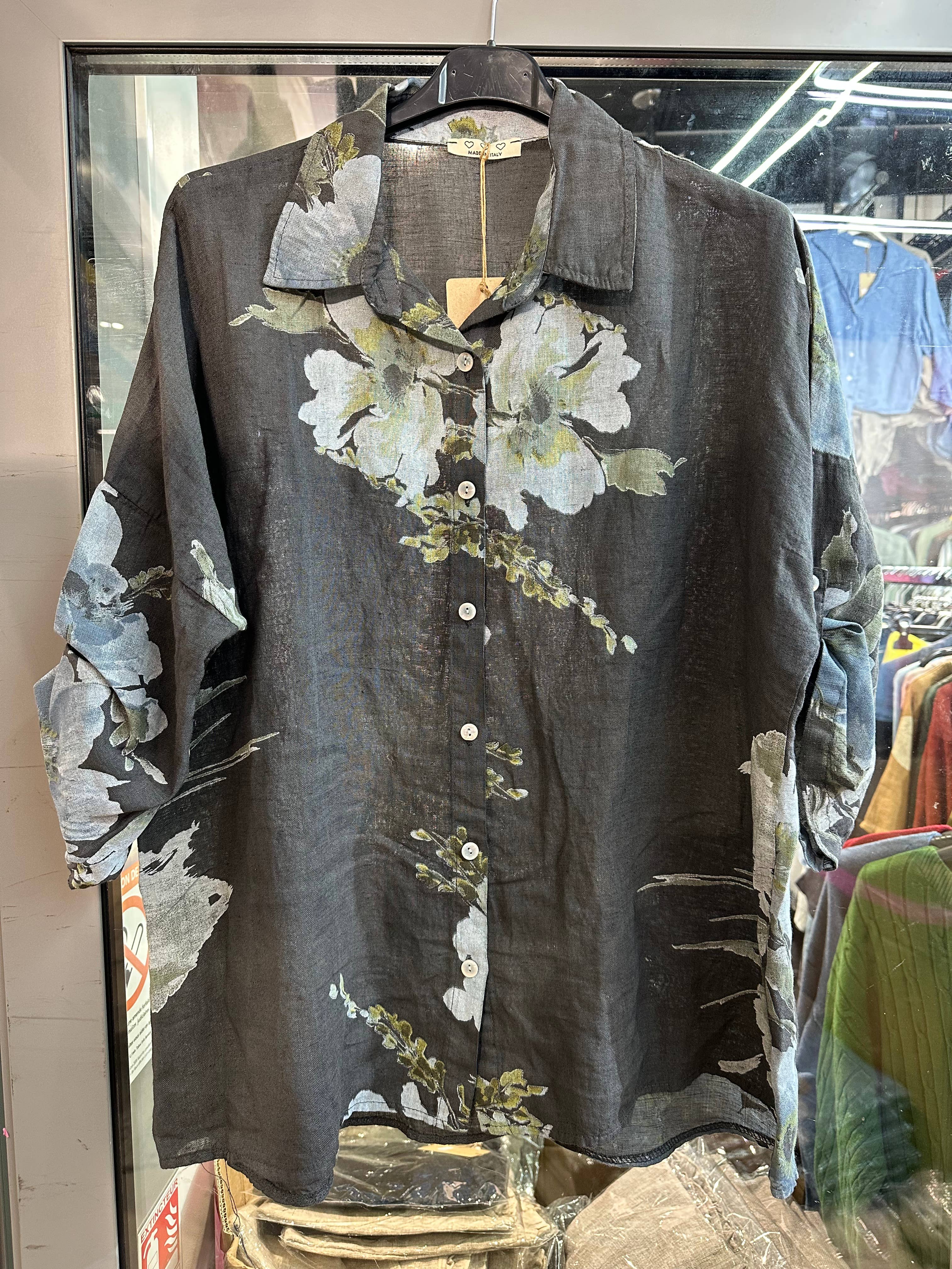 LÉA & LUC - Wholesale Dress - Women's - Floral print shirt in 100% Linen REF. 20090/516