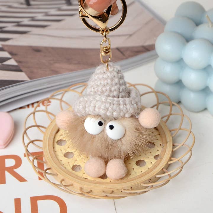 FurDecoration – wholesale Keychain – Women's – Real Mink Fur Pompom Key Chain Cute Cartoon Bag Charm4