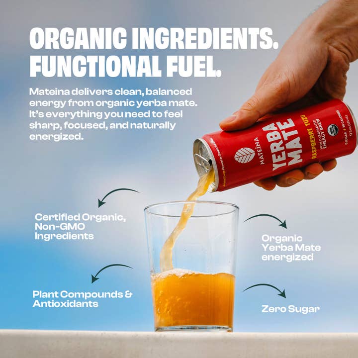 Mateina - Wholesale Sports/Energy Drink - Raspberry Yuzu | Mateina Yerba Mate 12 Pack (12oz Cans)3