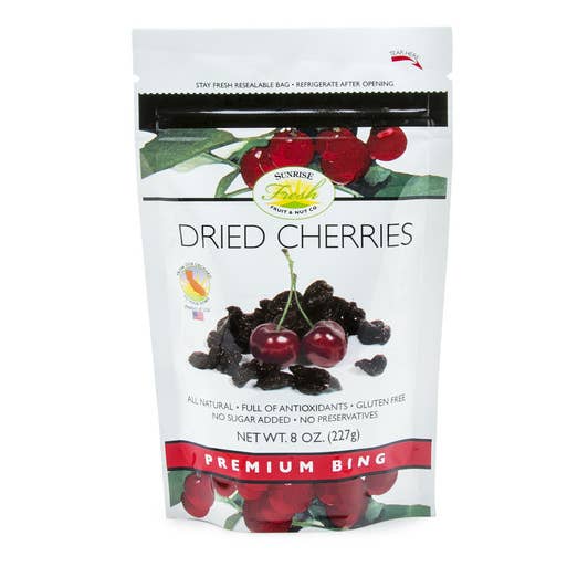 Sunrise Fresh Dried Fruit - Wholesale Dried/Dehydrated Fruit - 8 oz Dried Dark Sweet Cherries0
