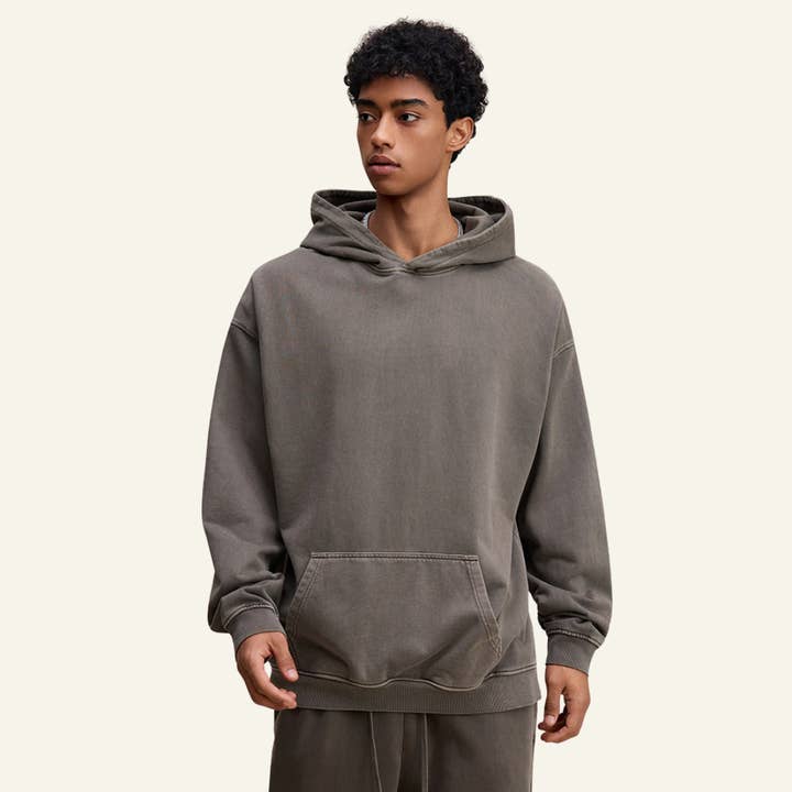 Men's 480 Heavyweight Washed Cotton Hoddie for wholesale by particleactive