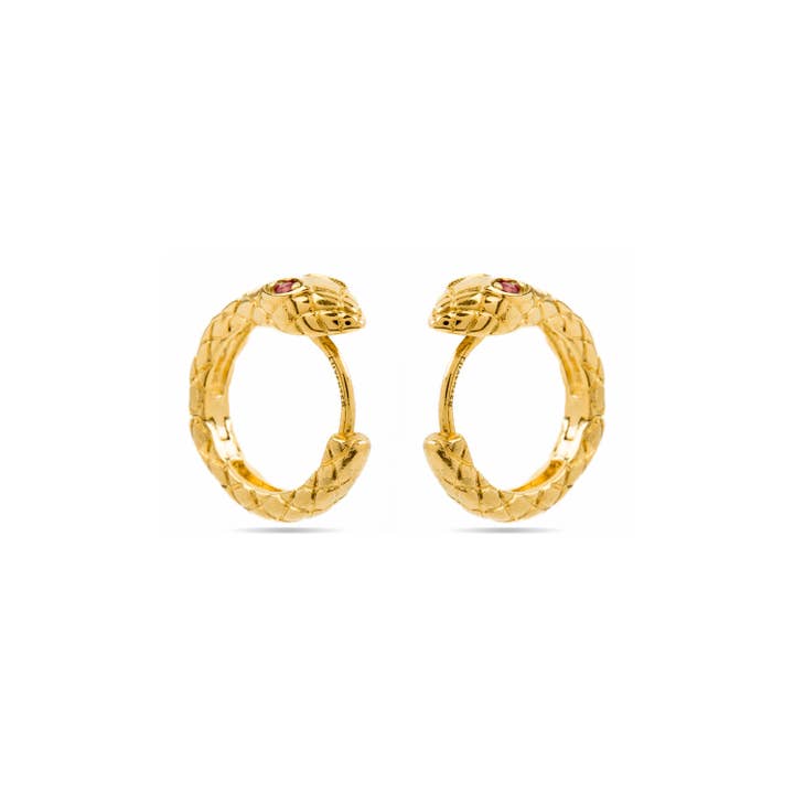 Luxenter - Wholesale Hoop Earrings - Pendientes de Circonita Rubí acabados en oro amarillo de 18K - Madsi1