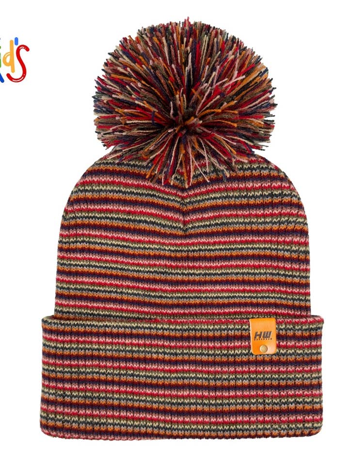 HAAKWEAR Traditional Pom Pom Kids Knit Beanies, Soft, Warm & Made in USA Winter Hat for wholesale by HAAKWEAR Beanies