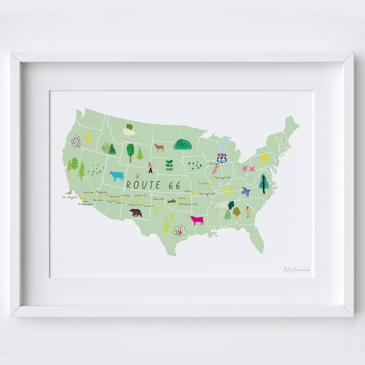 Route 66 Karta - A3 Skriv ut för wholesale av Holly Francesca