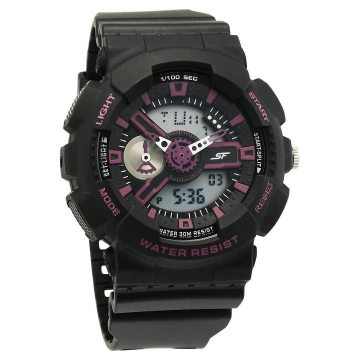 Sonata SF Dreamer Series Quartz Analogique Numérique Bracelet en Plastique Noir pour Homme pour la vente par Titan