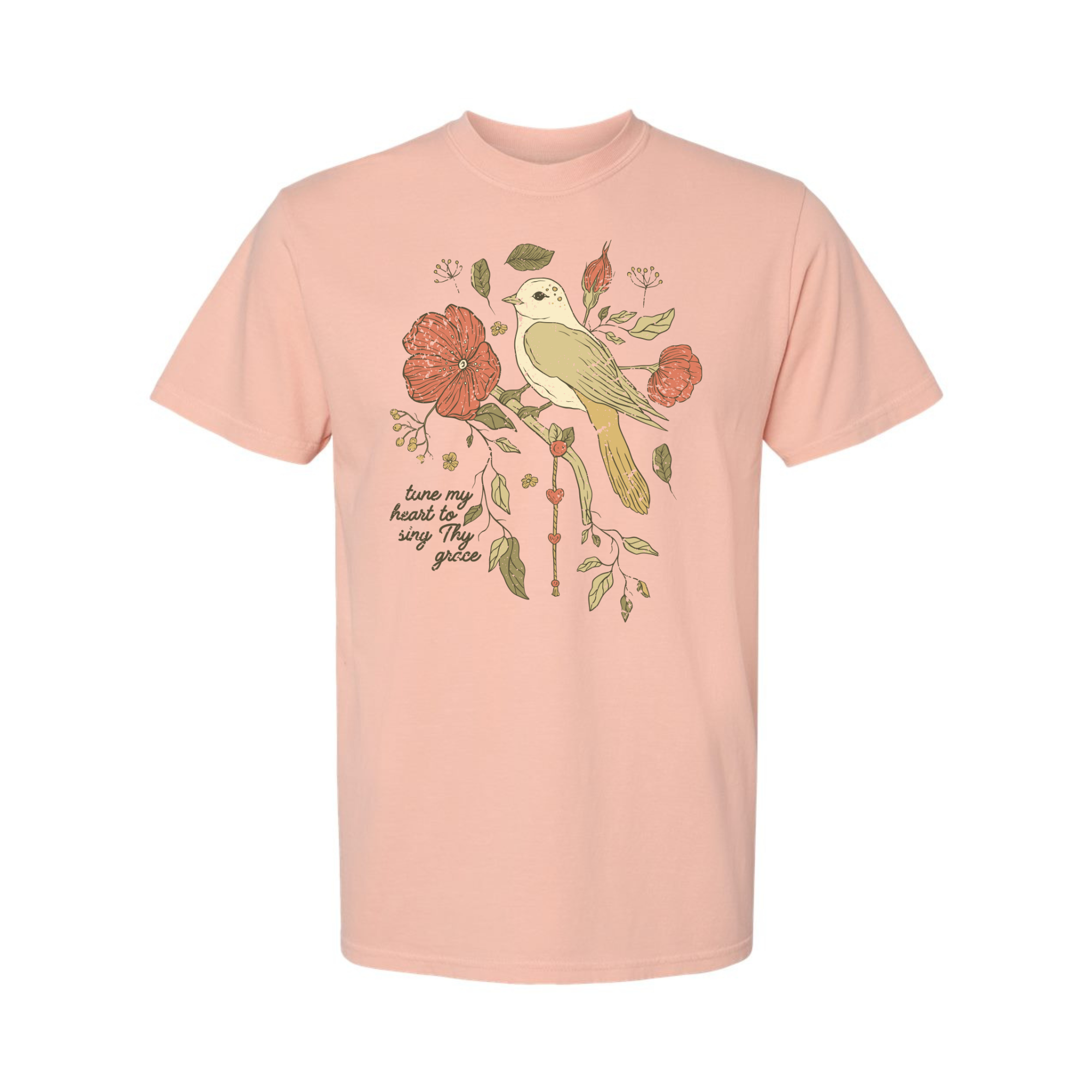 Scripted Pearl - Wholesale T-Shirt (Graphic) - Women's - Tune My Heart with Bird Comfort Colors Christian Graphic Tee1