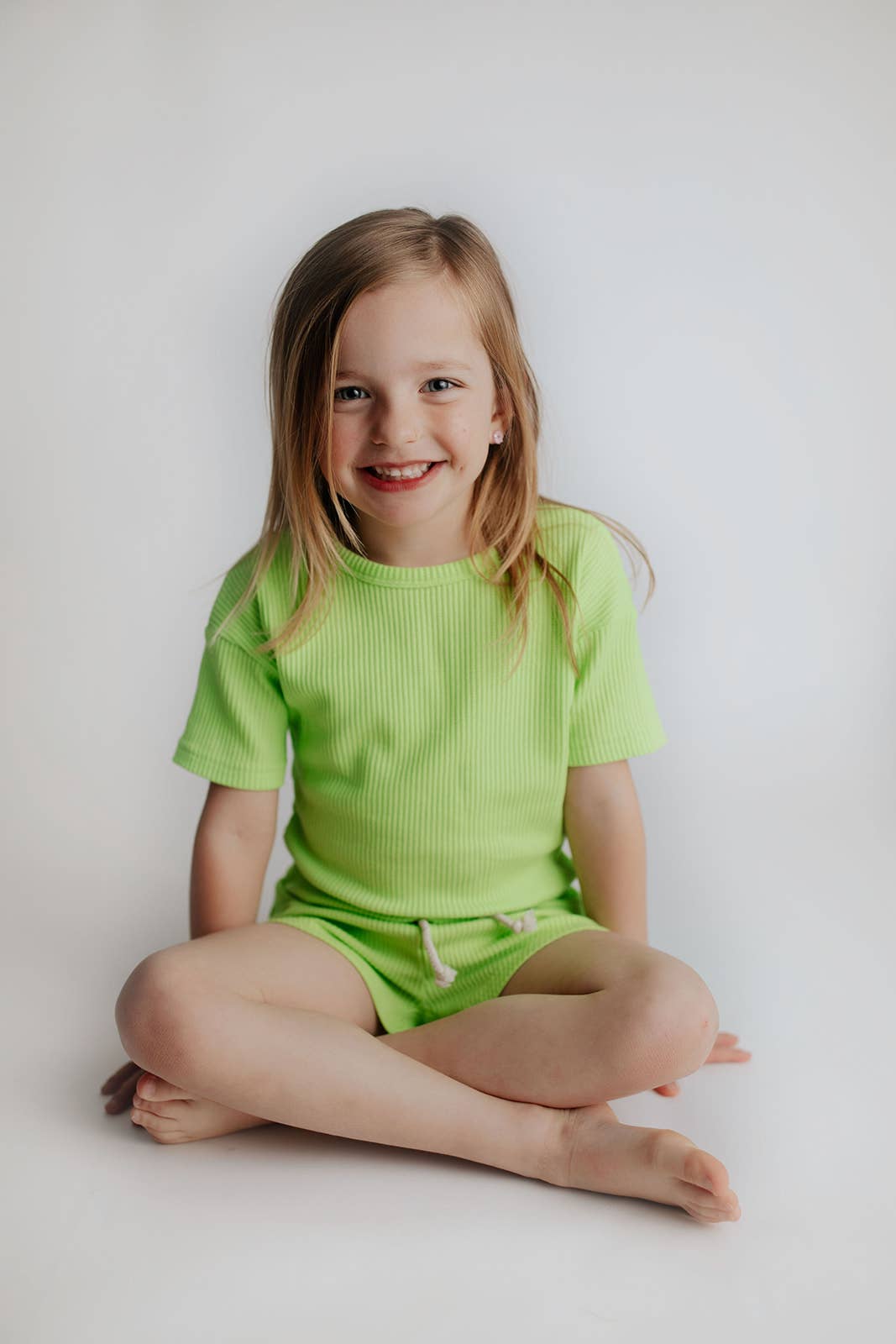 Three Little Tots – wholesale Top & short set – Kids – Lime Green Summer Waffle Toddler Top & Bottom Set31