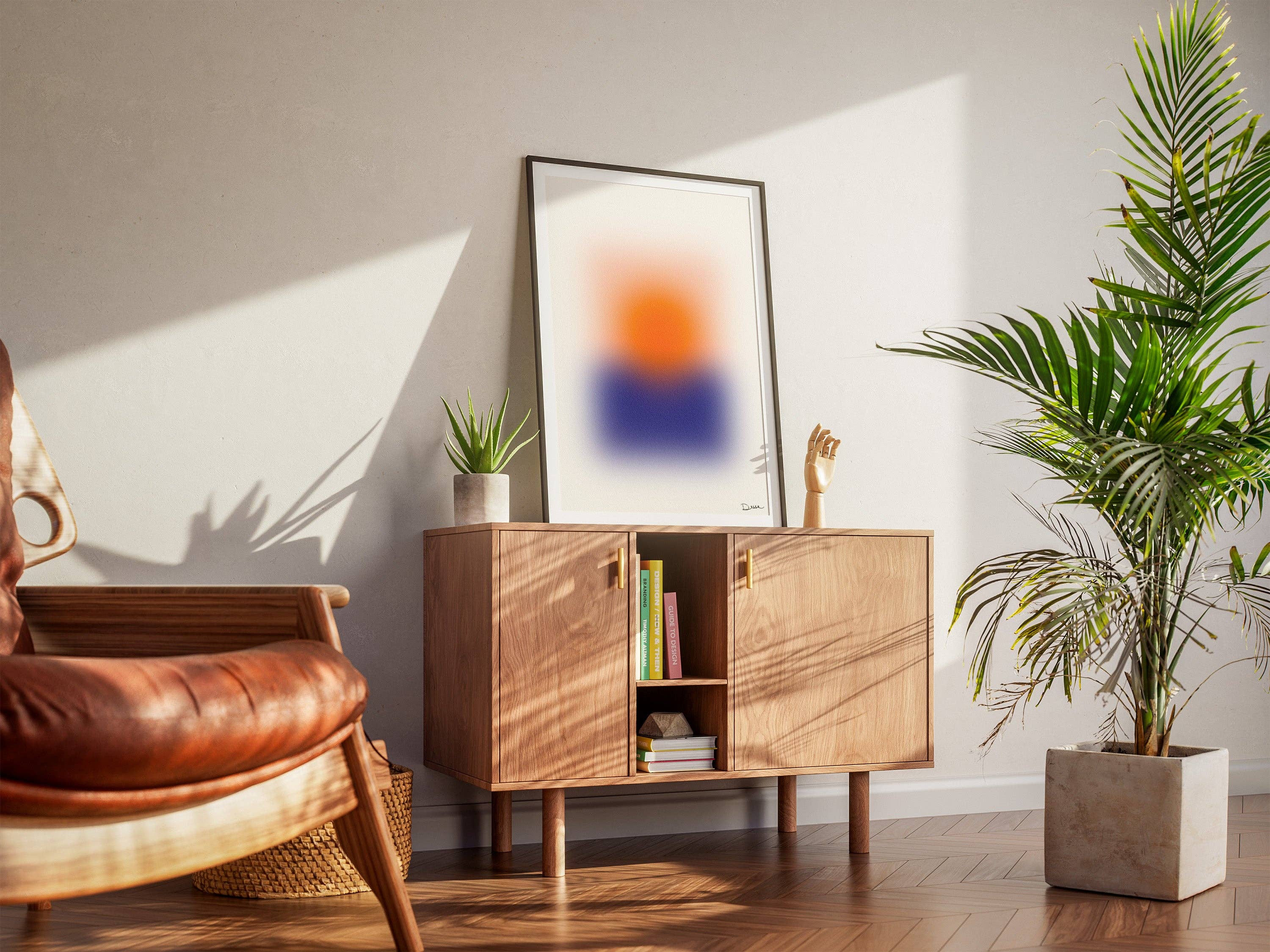 Holydirtstudio.com - Wholesale Art Print - Blurred Horizon, Abstract Blurred Sunset Poster, Modern Art, Orange Sun & Blue Horizon2