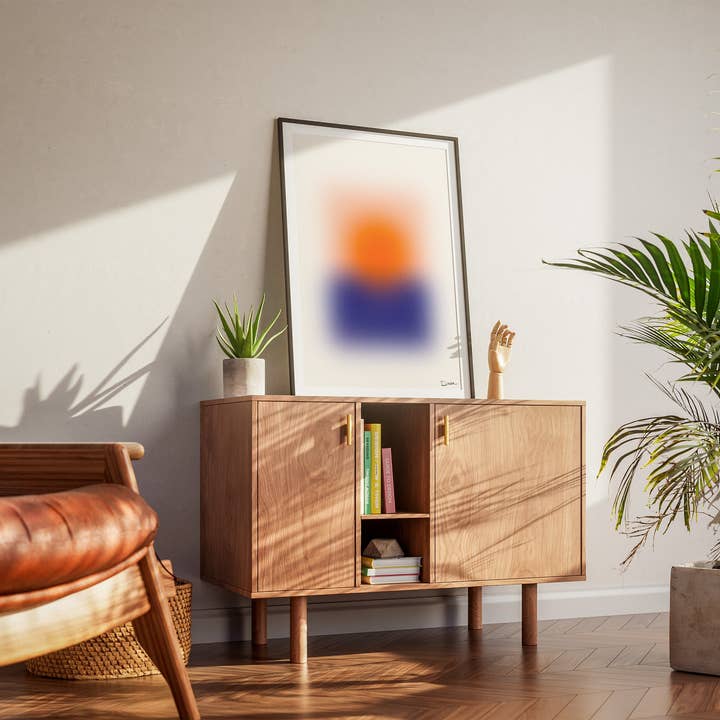 Holydirtstudio.com - Wholesale Art Print - Blurred Horizon, Abstract Blurred Sunset Poster, Modern Art, Orange Sun & Blue Horizon2