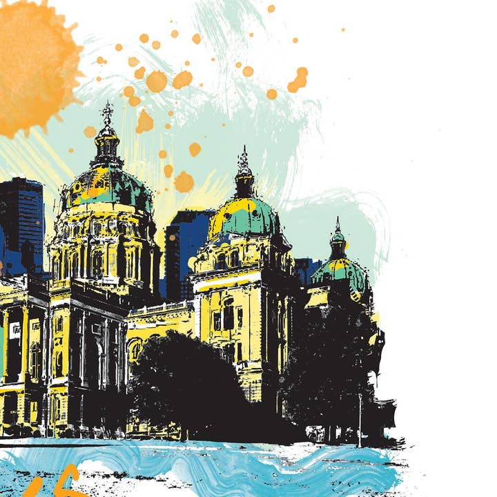 DreamMachine Prints - Wholesale Art Print - Des Moines Print, Des Moines Skyline, Des Moines Art, Des Moines Poster, Des Moines Watercolor, Des Moines Art Print, Des Moines Map, Iowa WCSymbol432