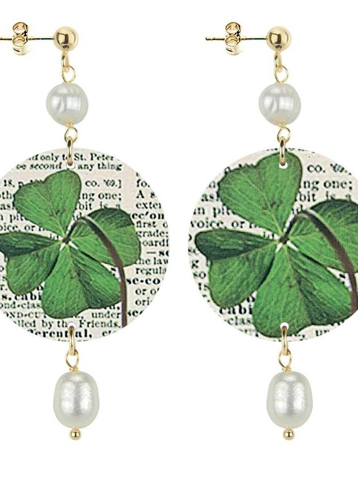 Handmade women's four-leaf clover earrings made in Italy for wholesale by Lebole Maison
