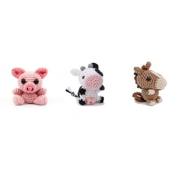 Showcase - Wholesale Stuffed/Plush Toy - Kids & Baby - Crochet Micro Plush Toy: Farm Friends (3pk)