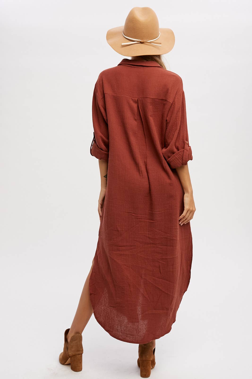 Bluivy - Wholesale Dress - Women's - BUTTON UP MAXI SHIRT DRESS WITH POCKET69
