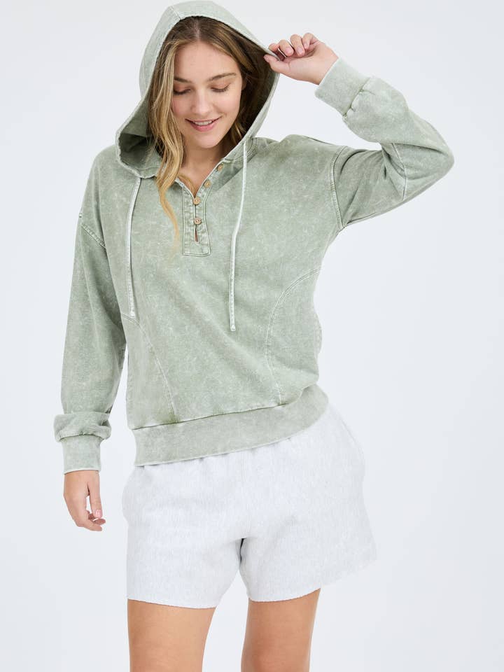 Blu Pepper - Wholesale Knit Top - Women's - WASHED HOODED HENLEY KNIT SWEATER11