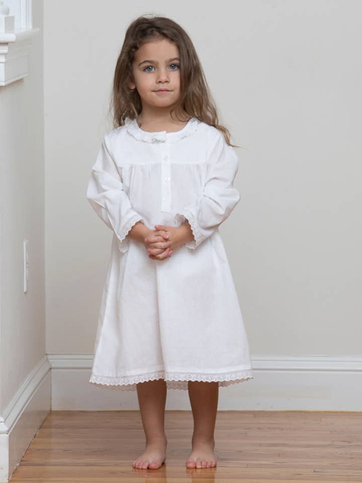 Robe en coton blanche Annie, dentelle pour la vente par Jacaranda Living