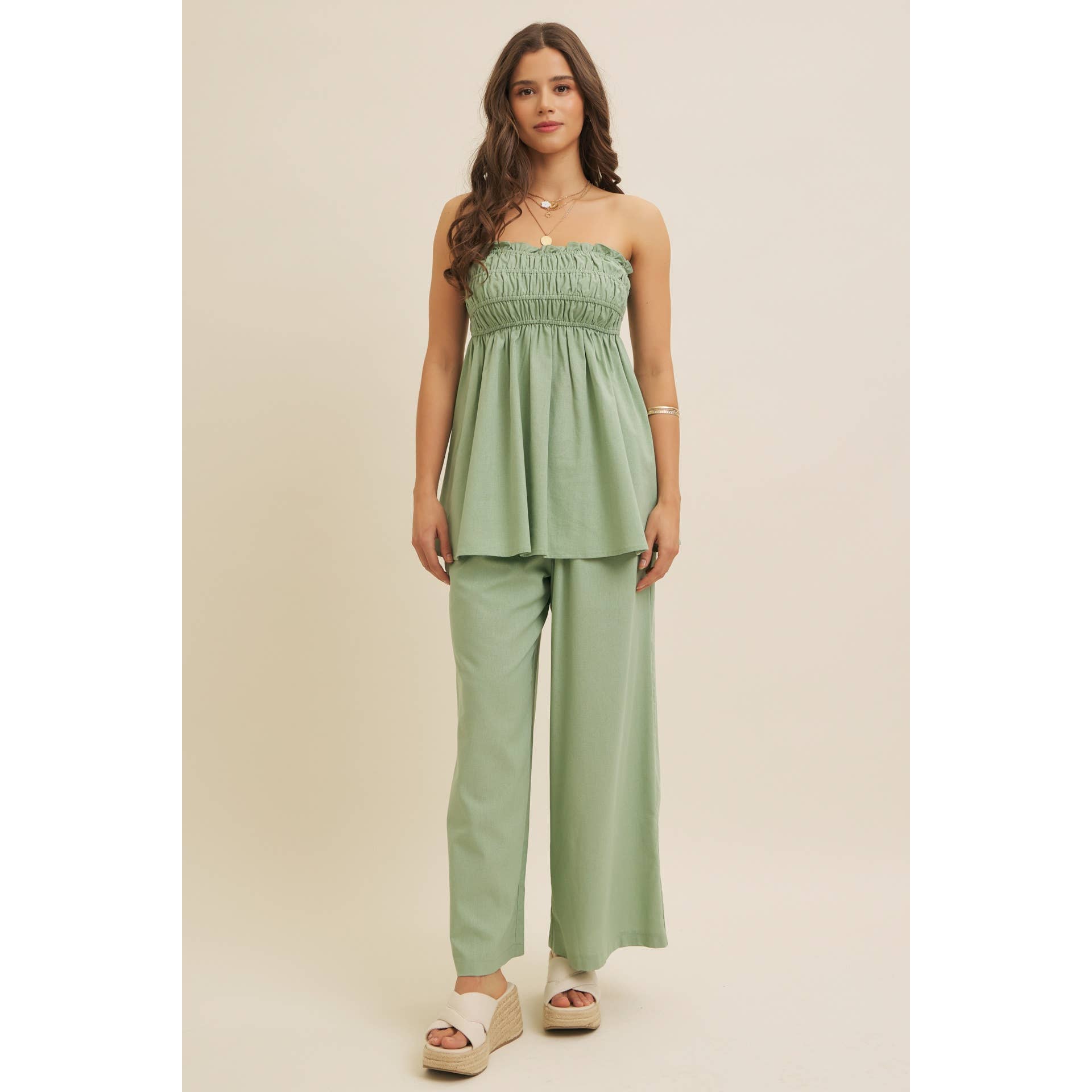 in february – Blusa - Mulher por atacado – TOP TÚNICA SEM ALÇAS DRAPEADO EM VISCOSE E LINHO8