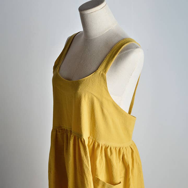 ACCITY - Wholesale Apron - Solid color art cotton linen Aprons with pockets_CWMM32934