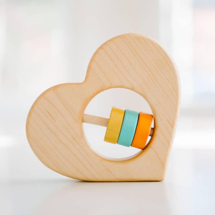 Bannor Toys - Wholesale Handheld Rattle - Baby - Heart Rattle Wooden Baby Toy1
