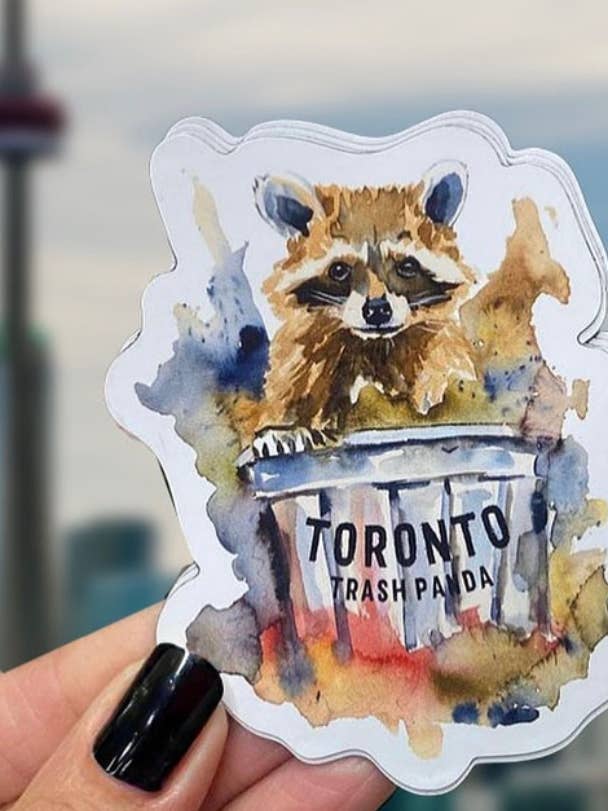 Canadese sticker met wilde dieren van wasbeer/Trash Panda Souvenir voor wholesale door The Doodle Diary