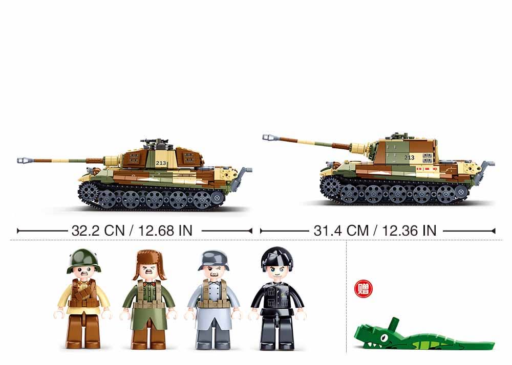 Sluban North America - Wholesale Build-a-Toy - Kids - King Tiger Heavy Battle Tank WW2 - 930 Piece - M38-B09802