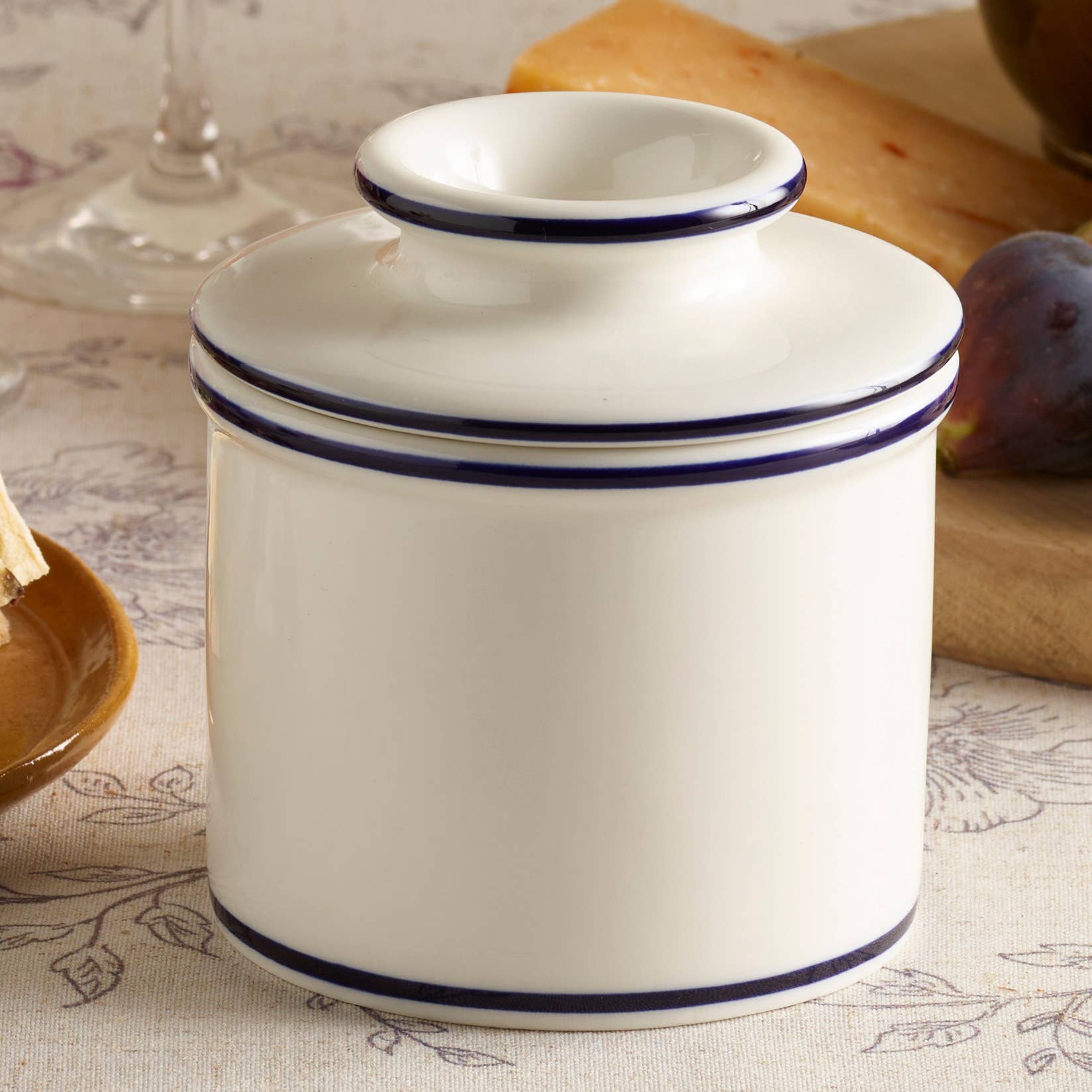 The Original Butter Bell® Crock - Wholesale Butter Dish - The Original Butter Bell® Crock - Le Bistro Blue Trim1