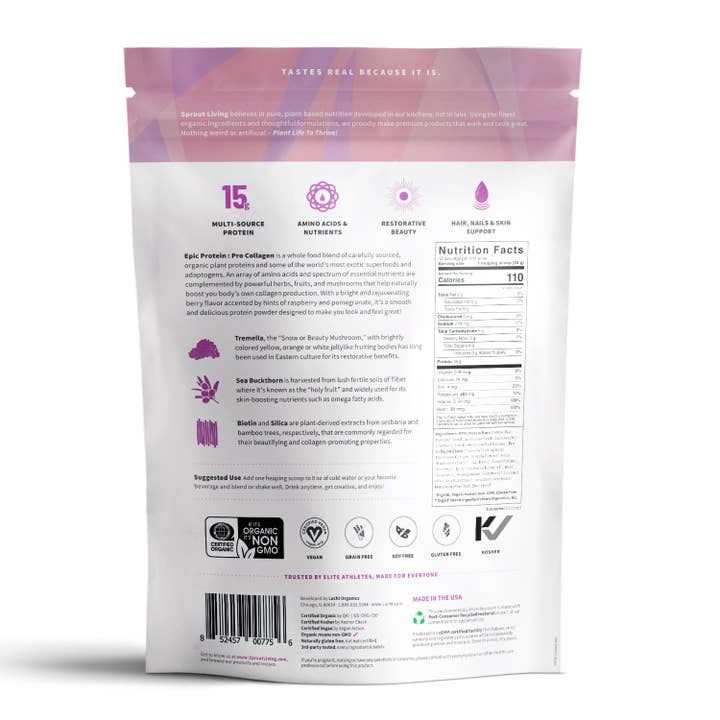 Sprout Living - Wholesale Protein/Superfood Powder - Epic Protein | Organic Plant Protein, Pro Collagen, 336 G