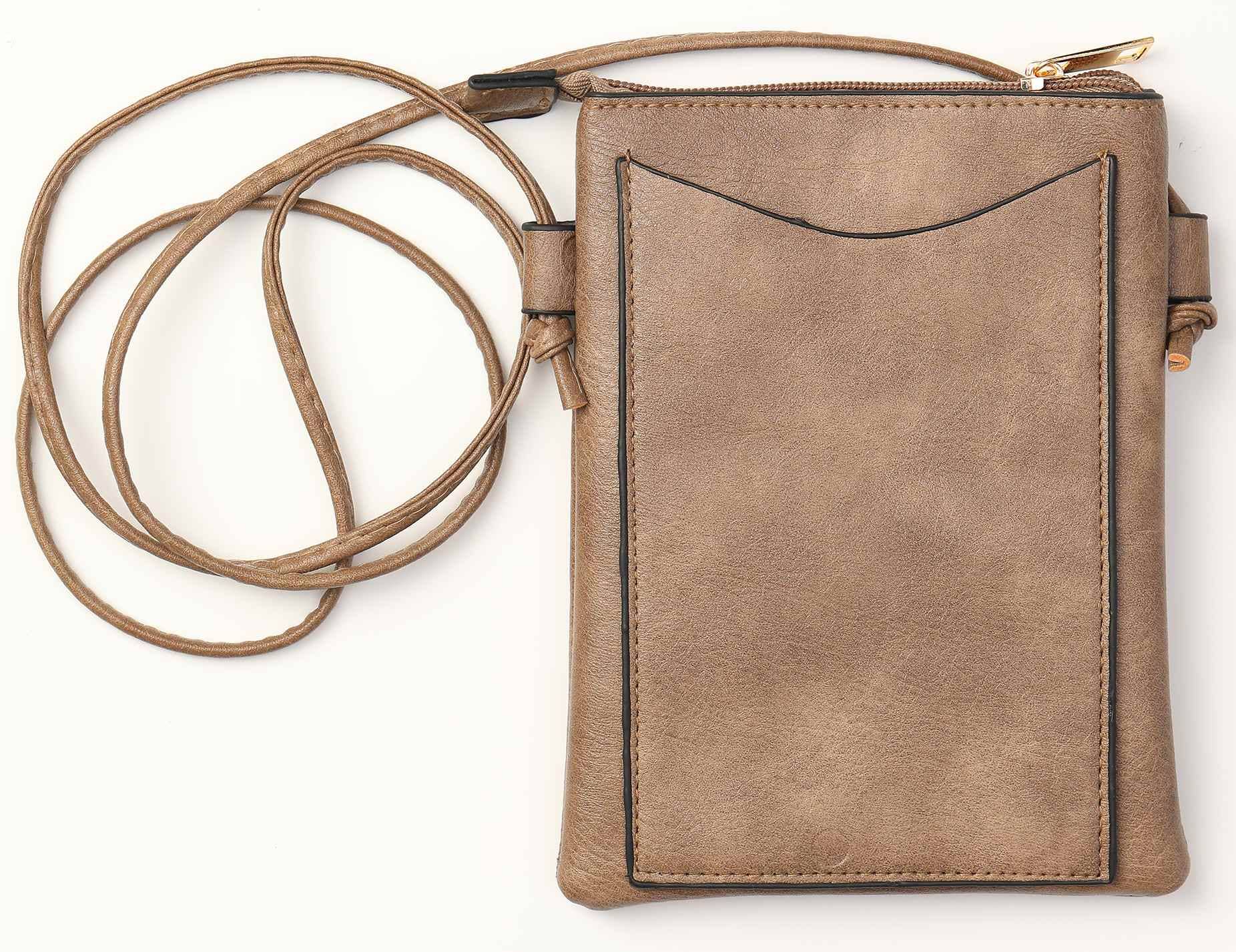 Shine Mark Accessories – Großhandel Umhängetasche - Damen – Lasergeschnittene Handytasche mit Katzenmotiv in Taupe1