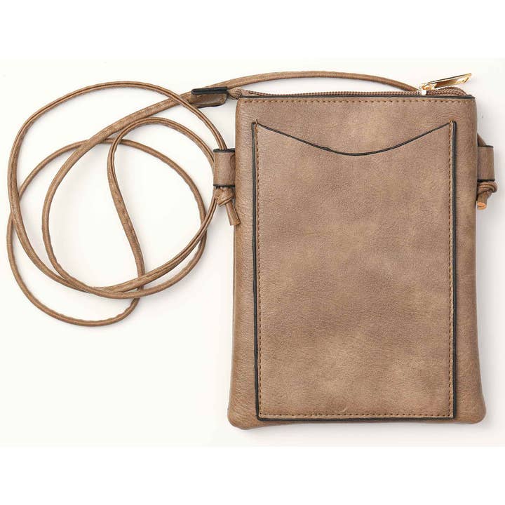 Shine Mark Accessories – Großhandel Umhängetasche - Damen – Lasergeschnittene Handytasche mit Katzenmotiv in Taupe1