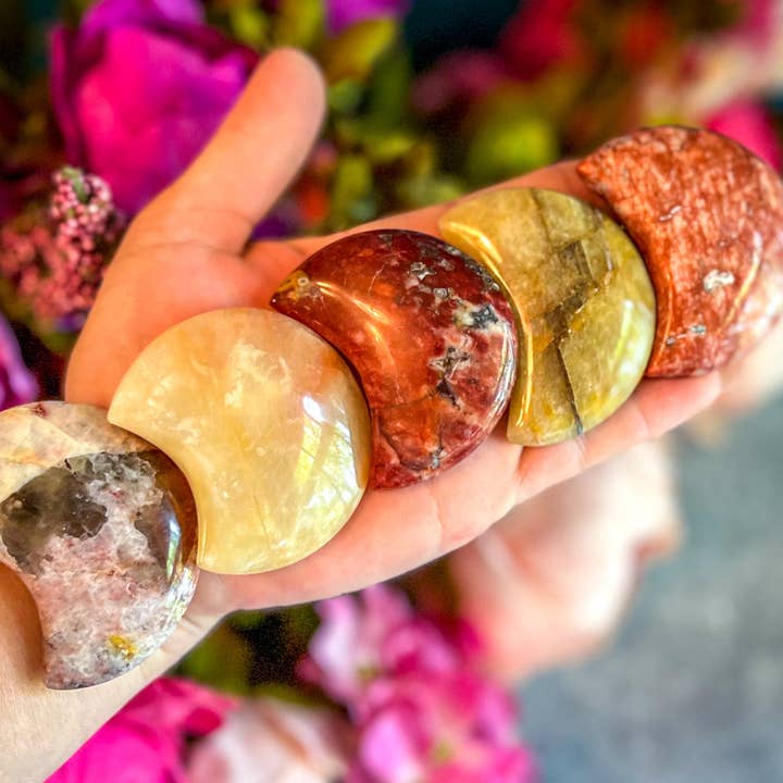 Mandala Gems - Wholesale Spiritual Stone/Crystal - Mixed Moonstone Crescent Moons, Metaphysical Crystal Moon