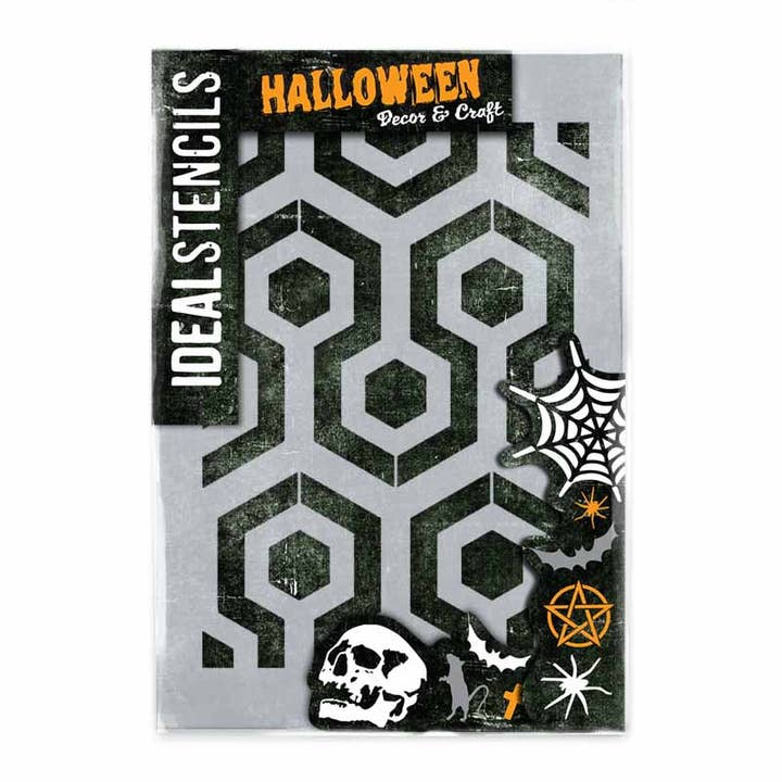 Den skinnende geometriske tæppe mønster Stencil A4 (210x297mm) for engroshandel hos Ideal Stencils