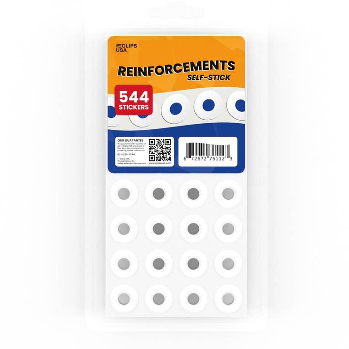 Etiquetas de Refuerzo Blancas de 1/4" – 544 Unidades – 36 Paquetes para venta al por mayor de Eclips USA