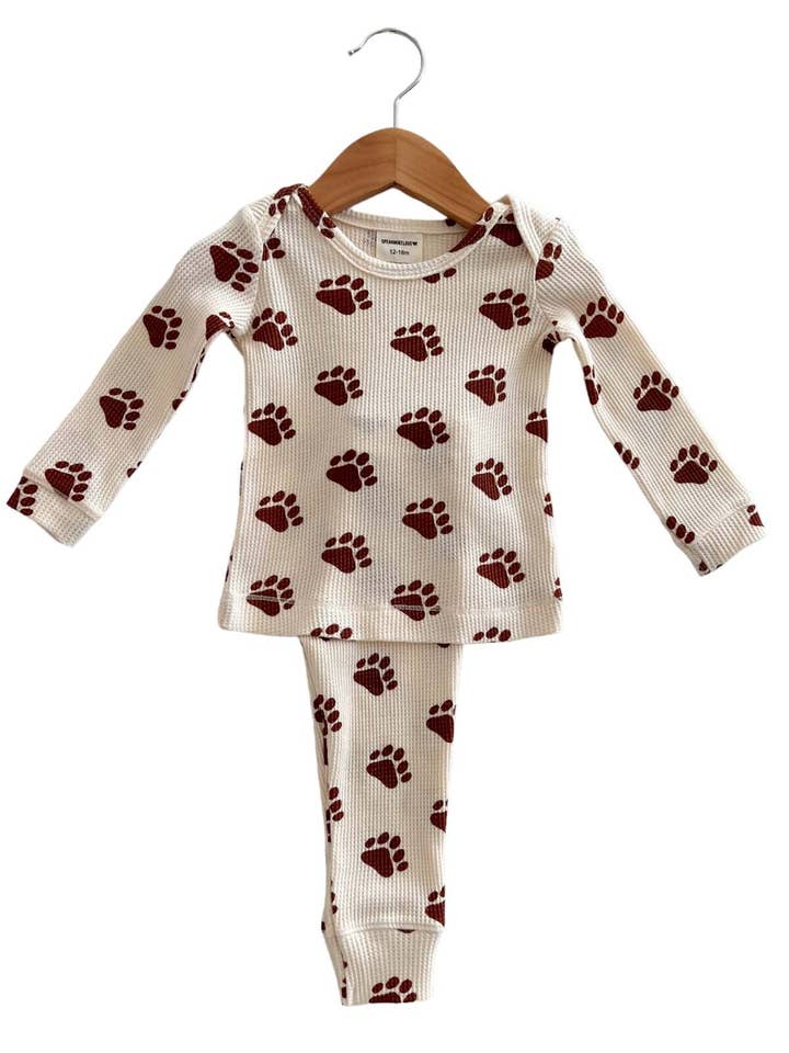 SpearmintLOVE - Wholesale Top & Pant Set - Baby - Organic Waffle 2-Piece Set, Bear Paw