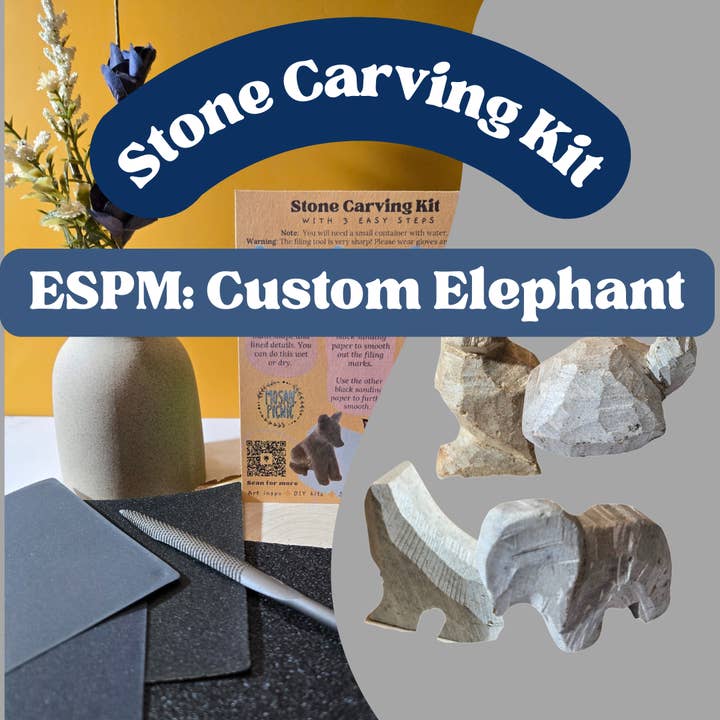 ESPM Stone Carving DIY Craft Kit: Elephant Craft Soapstone for wholesale by Mosaic Picnic