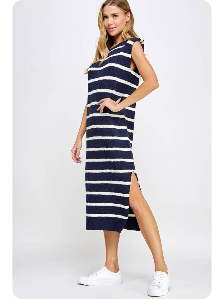 Strut & Bolt - Wholesale Dress - Women's - Shoulder Pad Sleeveless Textured Striped Knit Dress32