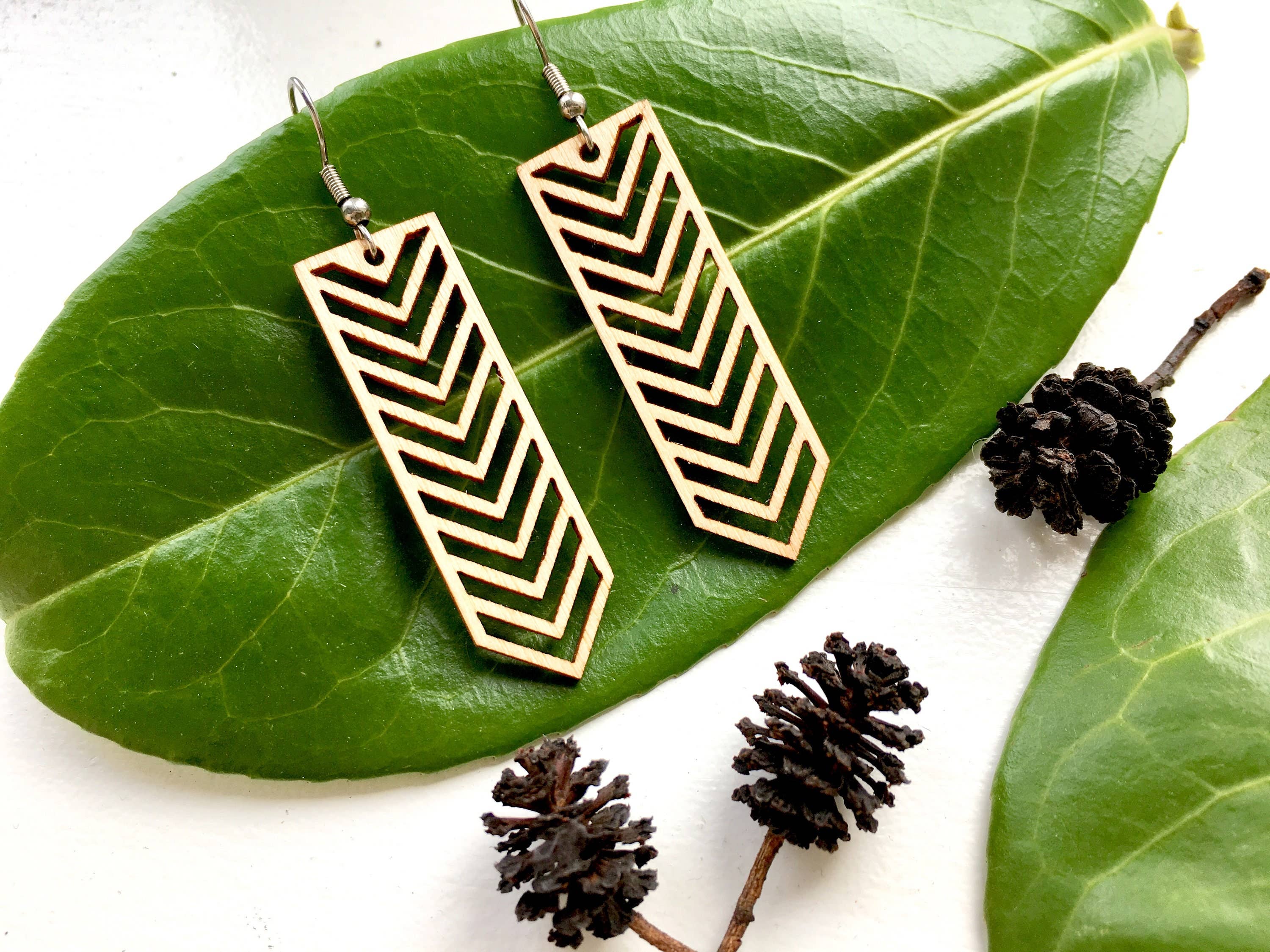 Strips & Stripes - Wholesale Dangle Earrings - MINI TIKKA chevron earrings - laser cut wood earrings1