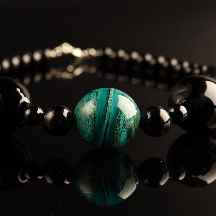 Mazzega Art & Design - Wholesale Beaded/Pearl Necklace - Desdemona Necklace in Murano Glass: Luxurious jewel with a colored submerged central pearl and large black blown pearls. Length approximately 47 cm.12