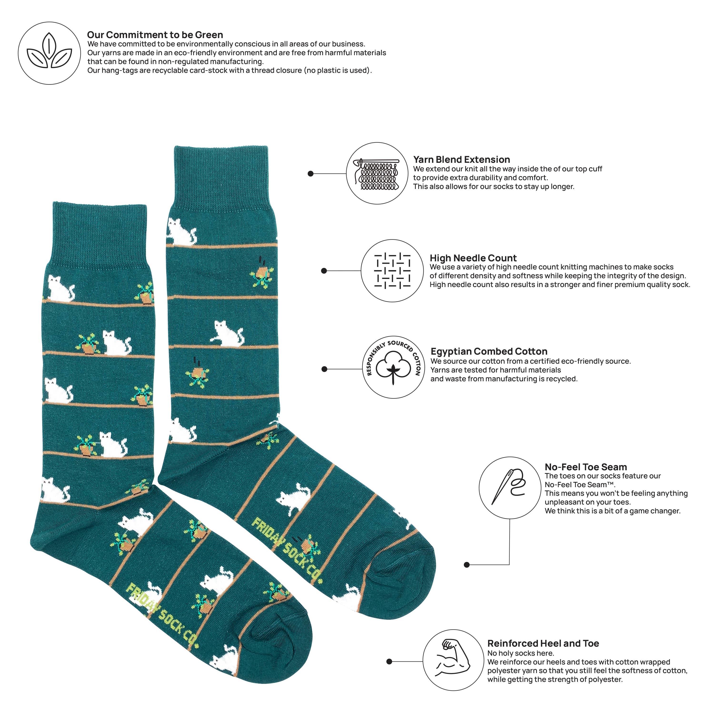 Friday Sock Co. - Wholesale Socks - Men's - Men's Cat & Plant Socks1