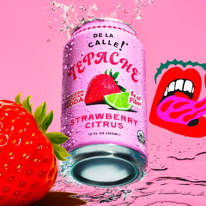 De La Calle Strawberry Citrus Tepache Mexican Soda (12 pack) for wholesale by De La Calle