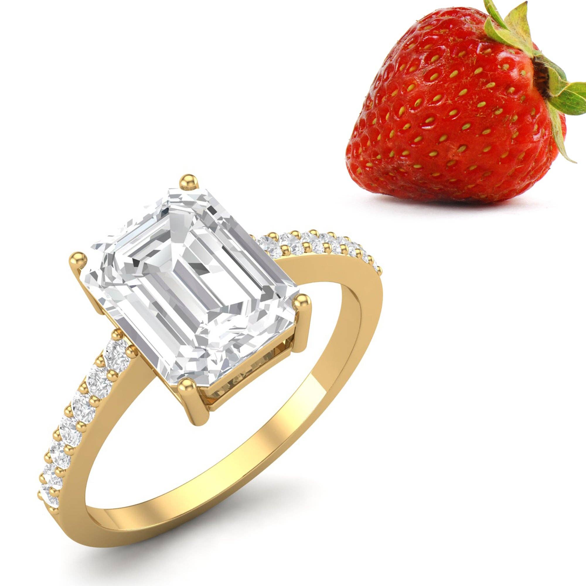 Yellow 2.75 Ctw Octagon Moissanite Diamond 925 Sterling Silver Ring for wholesale on Faire4