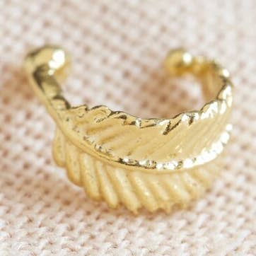 Tiny Gold Sterling Silver Feather Ear Cuff for wholesale by Lisa Angel