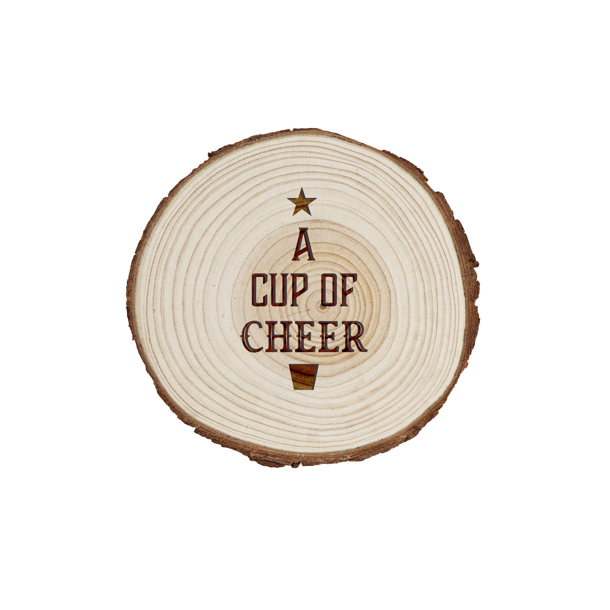 CGB Giftware - Wholesale Coasters - 'A Cup Of Cheer' Natural Log Slice Coaster1