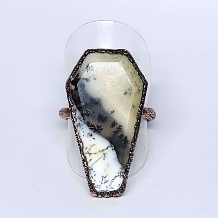 Dendritic Agate Coffin Ring Size 8 for wholesale by The Wacky Wanderers