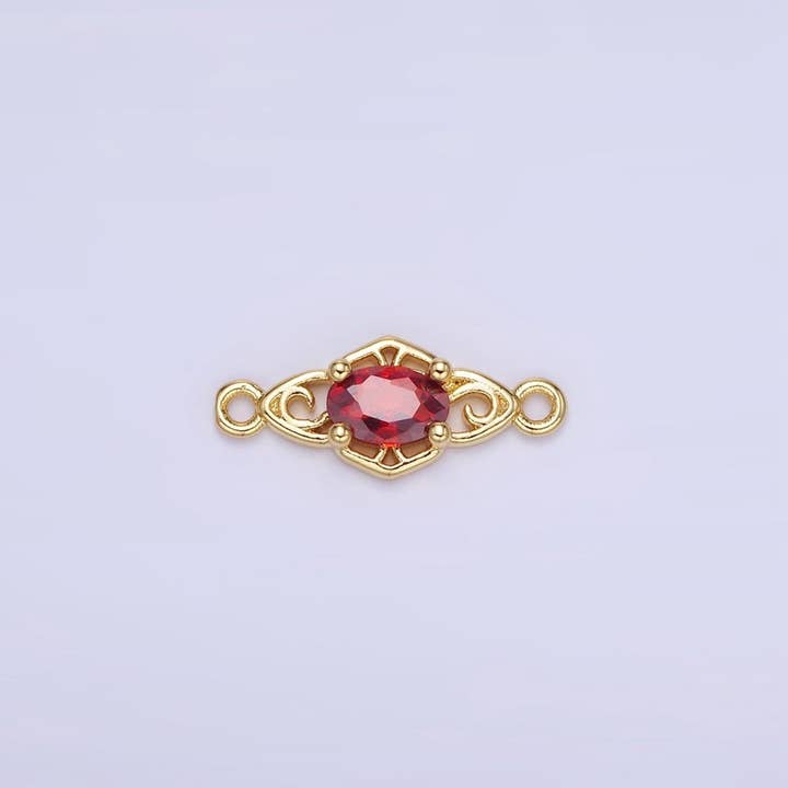 Aim Eternal - Wholesale Individual Charm/Pendant - 14K Gold Filled Green, Pink, Clear, Red, Blue, Purple CZ Artisan Connector | G347 - G349