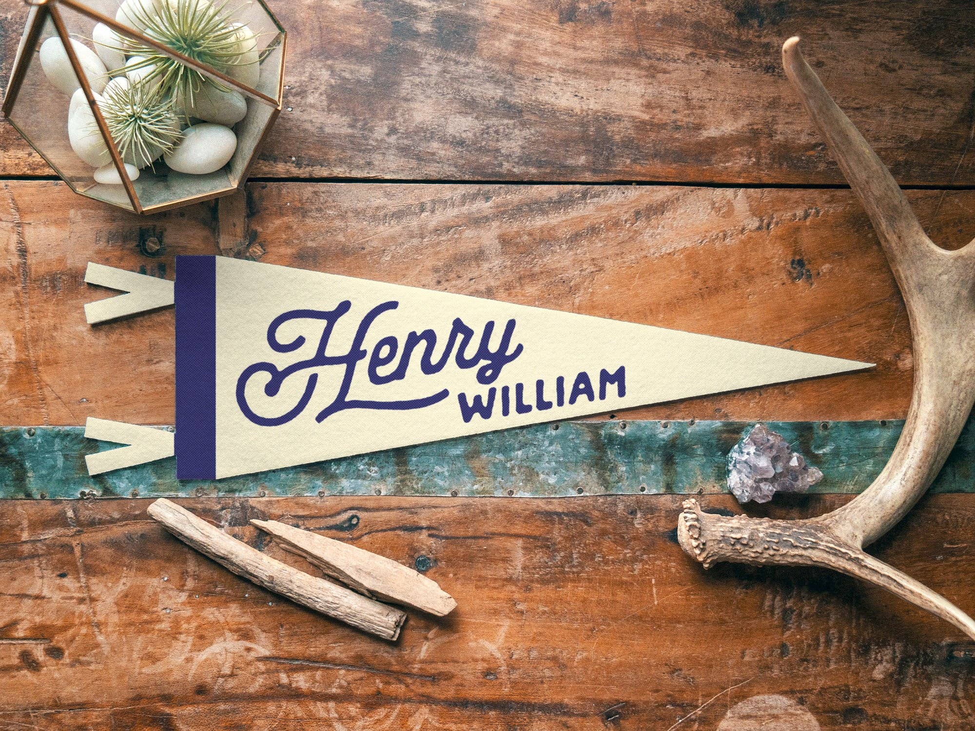 Benoit's Design Co. - Wholesale Sign - Custom Heritage Name Felt Pennant - Neutral5