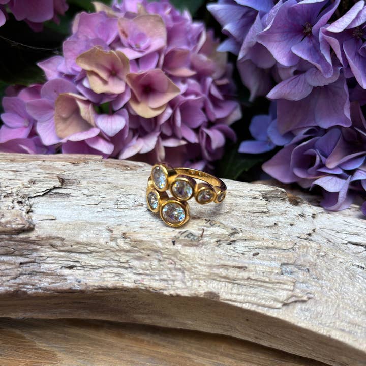 Ocean Ripples – wholesale Multi-stone ring – 18ct Gold Plated Cubic Zirconia Wrap-around Ring3