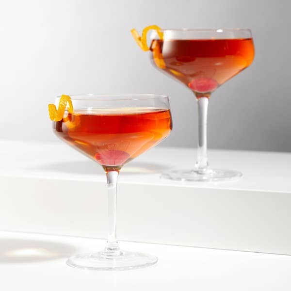 Viski - Wholesale Cocktail/Liquor Glass - Rayeâ„¢ Angled Crystal Coupe Glasses - Set of 2 by Viski